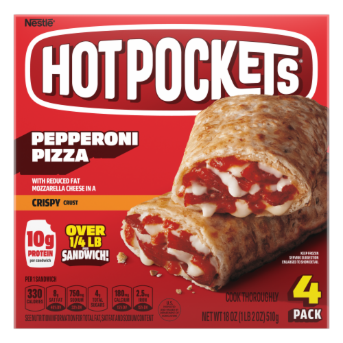Hot Pockets® Pepperoni Pizza Crispy Crust Frozen Sandwiches Perspective: front