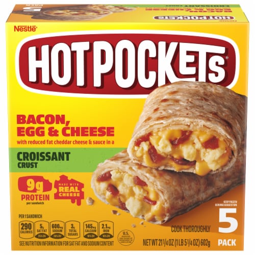Hot Pockets® Applewood Bacon Egg & Cheese Croissant Frozen Breakfast Sandwiches Perspective: front