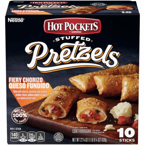 Hot Pockets Fiery Chorizo Queso Fundido Stuffed Pretzels Perspective: front