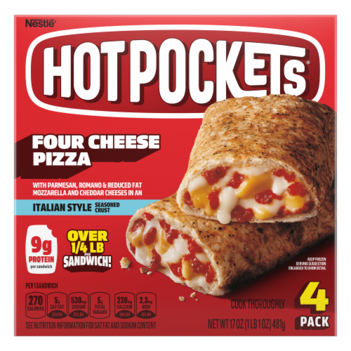Hot Pockets Four Cheese Pocket Pizza Snack Air Fryer Frozen Sandwiches Perspective: front