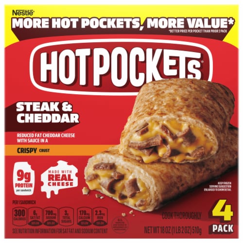 Nestle® Hot Pockets® Crispy Crust Steak and Cheddar Sandwich Perspective: front