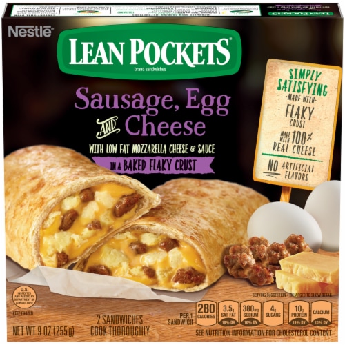 Lean Pockets Sausage Egg & Cheese Frozen Sandwiches Perspective: front