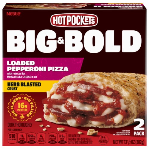 Hot Pockets® Big & Bold Double Pepperoni Pizza Sandwiches Perspective: front