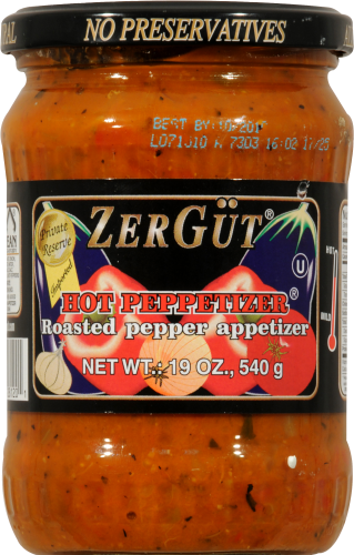 Zergut Hot Peppetizer Roasted Pepper Appetizer Perspective: front