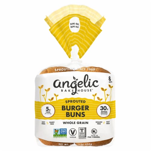Angelic Bakehouse® 7 Sprouted Whole Grains Hamburger Buns Perspective: front
