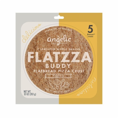 Angelic Bakehouse Flatzza Buddy Sprouted Whole Grain Thin Pizza Crusts Perspective: front