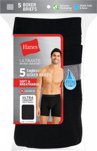 Hanes 5 Pack Boxer Mens Classics TAGLESS Comfort Flex Cotton