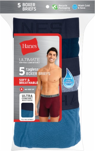 Hanes® Ultimate Tagless® Boxer Briefs (5 Pack) Perspective: front