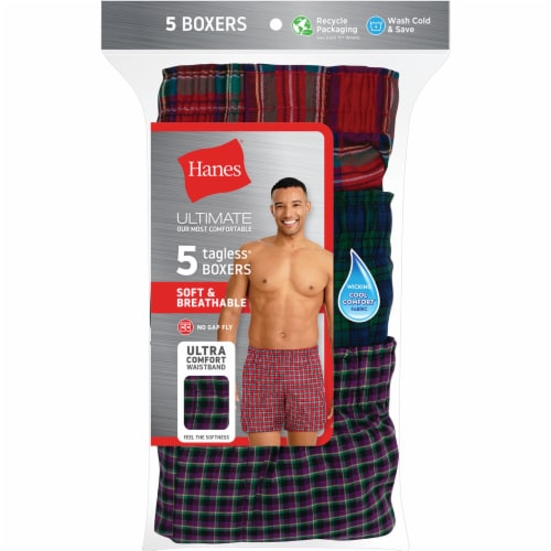 Hanes® Classics Men's TAGLESS® Tartan Boxers with Comfort Flex® Waistband Perspective: front