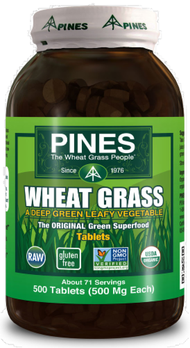 Pines Wheat Grass Green Superfood Tablets 500mg Perspective: front