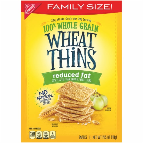 Wheat Thins Reduced Fat Family Size Whole Grain Crackers Perspective: front