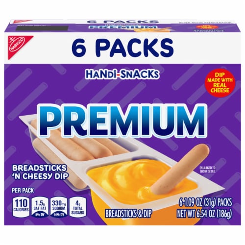Handi-Snacks Premium Breadsticks 'n Cheese Dip Snack Packs Perspective: front