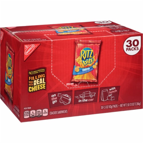 Nabisco Ritz Bits Cheese Cracker Sandwiches (1.5 Ounce packs, 30 Count) Perspective: front