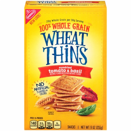 Wheat Thins Whole Grain Sundried Tomato & Basil Flavored Crackers Perspective: front