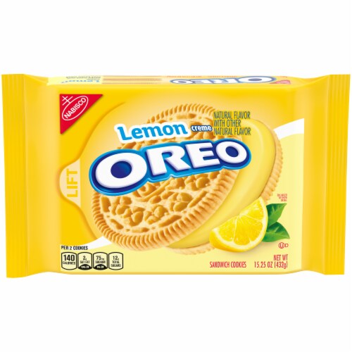 Oreo Lemon Creme Sandwich Cookies Perspective: front