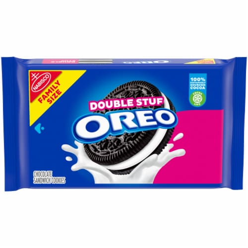 Oreo Double Stuf Chocolate Sandwich Cookies Family Size Perspective: front
