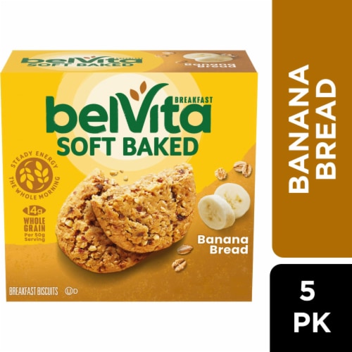 Belvita Soft Baked Banana Bread Breakfast Biscuits Perspective: front