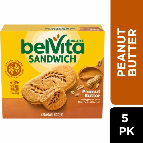 belVita Breakfast Sandwich Peanut Butter Breakfast Biscuits, 5 ct / 1.76 oz  - Foods Co.