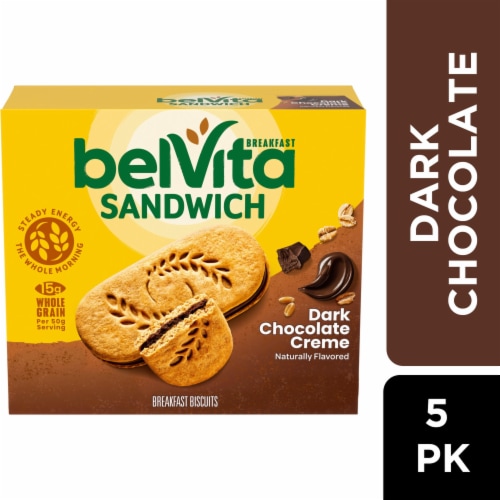 Belvita Breakfast Sandwich Dark Chocolate Creme Breakfast Biscuits Perspective: front