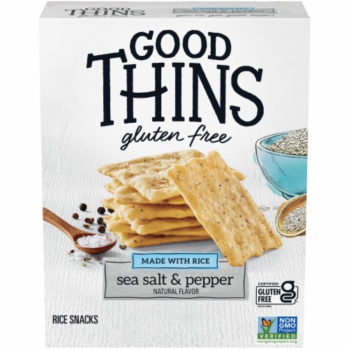 Good Thins Sea Salt & Pepper Rice Snacks Gluten Free Crackers, 3.5