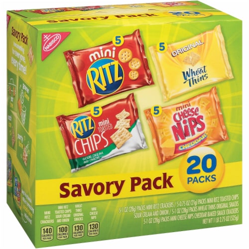 NABISCO CHEESE NIPS/RITZ/WHEAT THINS CRACKERS-SINGLE SERVE VARIETY 20X18.75 OZ Perspective: front