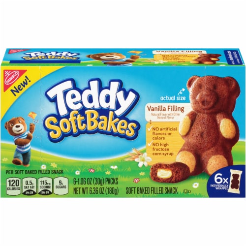 Teddy Soft Bakes Vanilla Filled Snacks Perspective: front