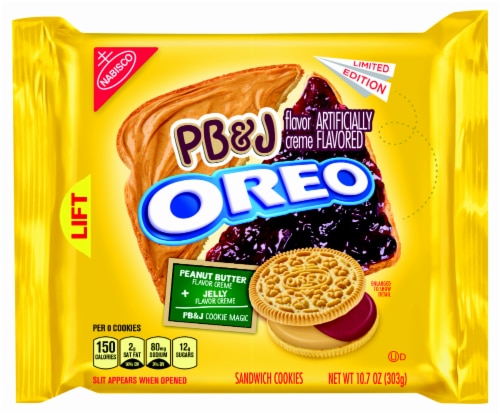 Oreo Peanut Butter & Jelly Sandwich Cookies Perspective: front
