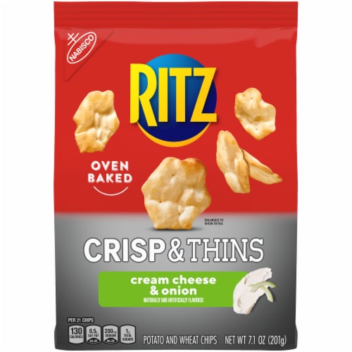 RITZ Crisp and Thins Cream Cheese and Onion Chips Perspective: front