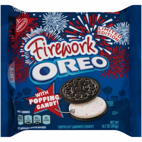 Oreo Limited Edition Firework with Popping Candy Chocolate Sandwich Cookies Perspective: front