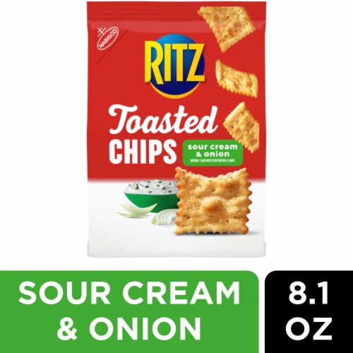 RITZ Toasted Chips Sour Cream and Onion Crackers Perspective: front