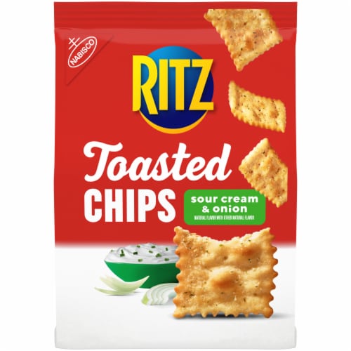 RITZ Toasted Chips Sour Cream and Onion Crackers Perspective: front