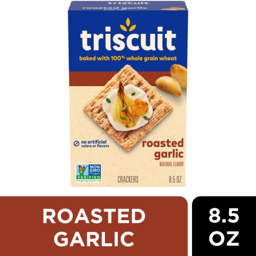Triscuit Roasted Garlic Whole Grain Wheat Crackers Perspective: front