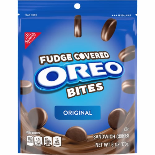 Oreo Thins Bites Original Fudge Dipped Sandwich Cookies Perspective: front