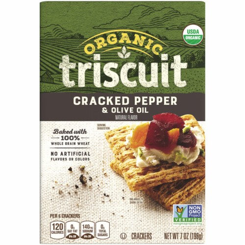 Triscuit Organic Cracked Pepper & Olive Oil Crackers Perspective: front