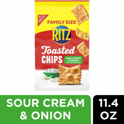 RITZ Toasted Chips Sour Cream and Onion Crackers Perspective: front
