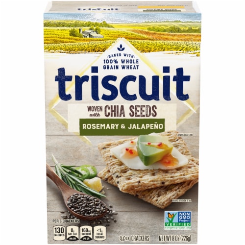 Triscuit Rosemary & Jalapeno With Chia Seeds Whole Grain Wheat Crackers Perspective: front