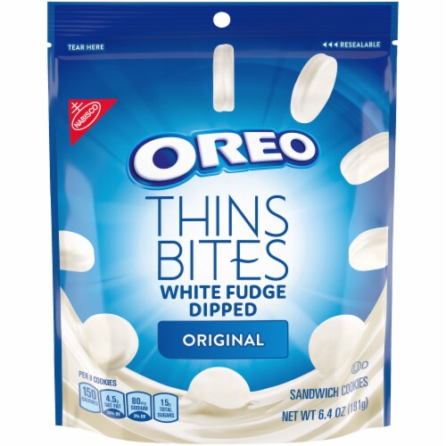 Oreo Thin Bites Original White Fudge Dipped Sandwich Cookies Perspective: front