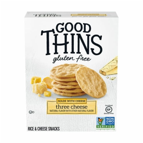 Good Thins Three Cheese Rice & Cheese Snacks Gluten Free Crackers Perspective: front