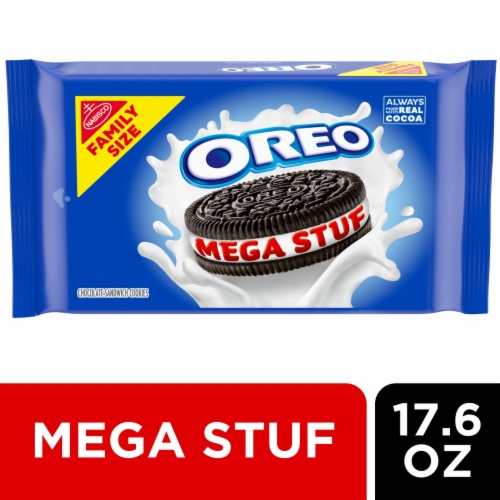 OREO Mega Stuf Chocolate Sandwich Cookies Family Size Perspective: front