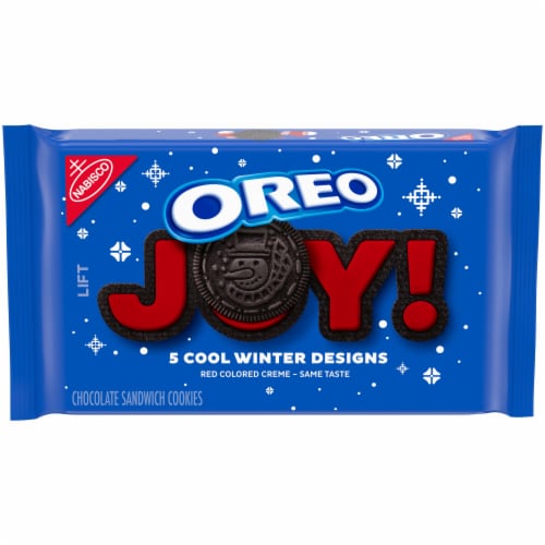 Oreo Red Creme Chocolate Sandwich Cookies Holiday Cookies Limited Edition Perspective: front