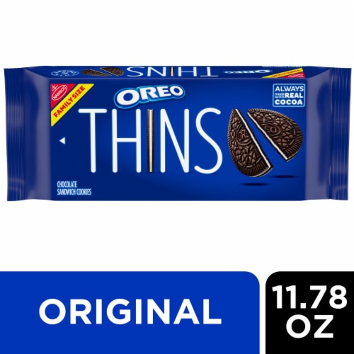 OREO Thins Chocolate Sandwich Cookies Family Size Perspective: front