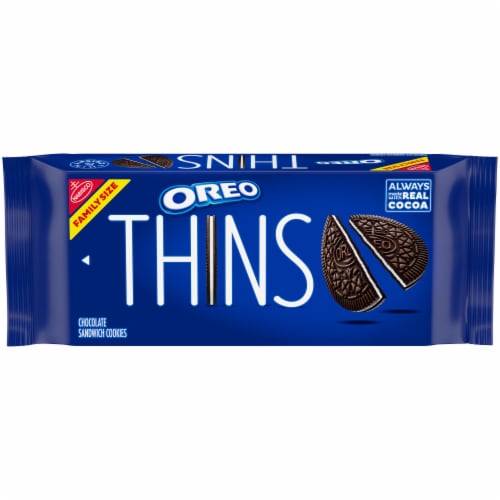 OREO Thins Chocolate Sandwich Cookies Family Size Perspective: front