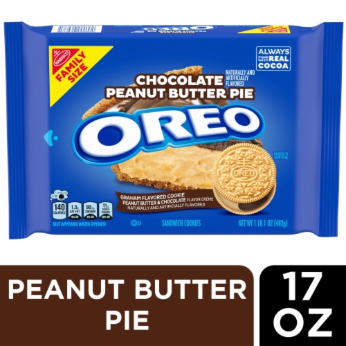 Oreo Chocolate Peanut Butter Pie Sandwich Cookies Family Size Perspective: front