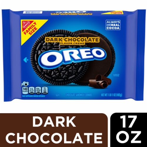 OREO Dark Chocolate Creme Chocolate Sandwich Cookies Family Size Perspective: front