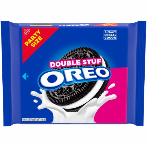 OREO Double Stuf Chocolate Sandwich Cookies Party Size Perspective: front