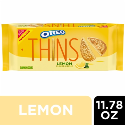 OREO Thins Lemon Creme Sandwich Cookies Family Size Perspective: front