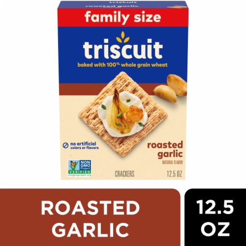 Triscuit Roasted Garlic Whole Grain Wheat Crackers Family Size Perspective: front