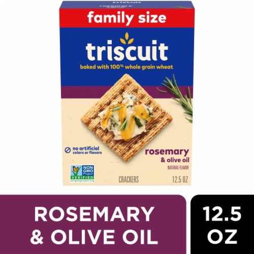 Triscuit Rosemary & Olive Oil Whole Grain Wheat Crackers Family Size Perspective: front