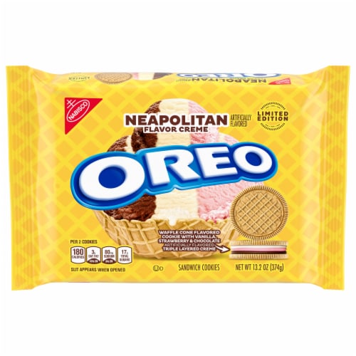 Oreo Limited Edition Neapolitan Flavor Cookies Perspective: front