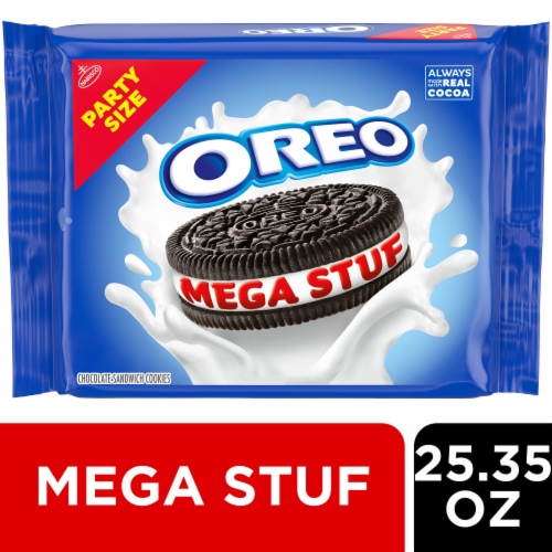 OREO Mega Stuf Chocolate Sandwich Cookies Party Size Perspective: front